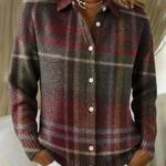 Jutta - Herbstliche karierte Strickjacke