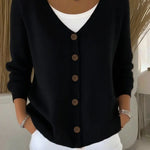 Daniela - Strickjacke mit V-Ausschnitt in Schwarz