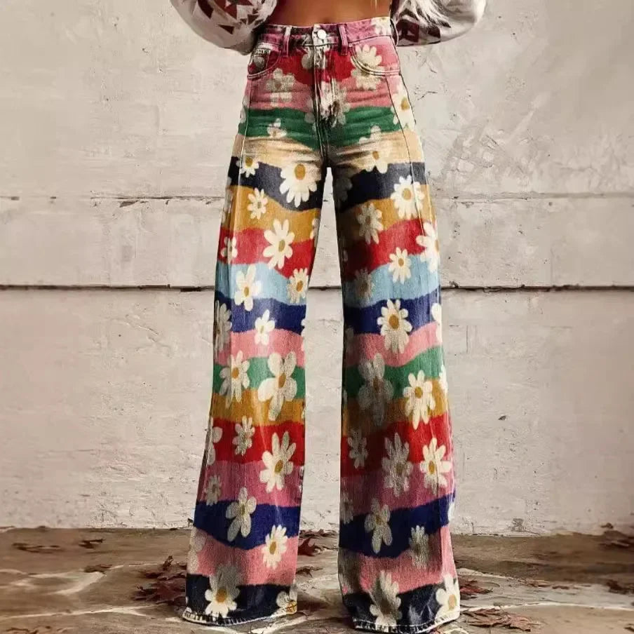 Monika - Lässige Boho-Hose mit Blumenmuster