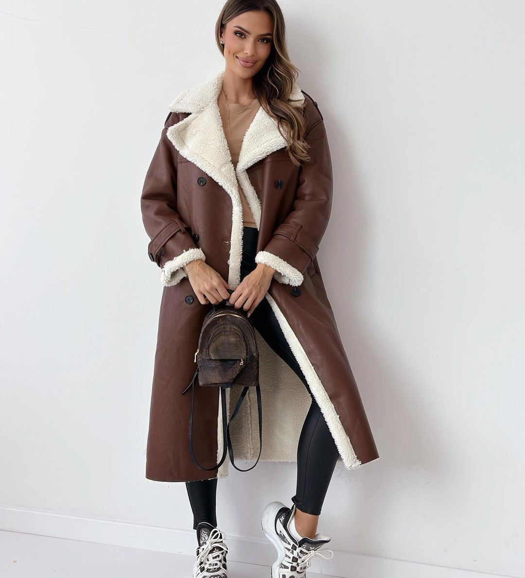 Bianca - Luxuriöser Teddymantel - Braun