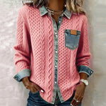 Beate - Strickjacke mit Kontrasttaschen - Pink