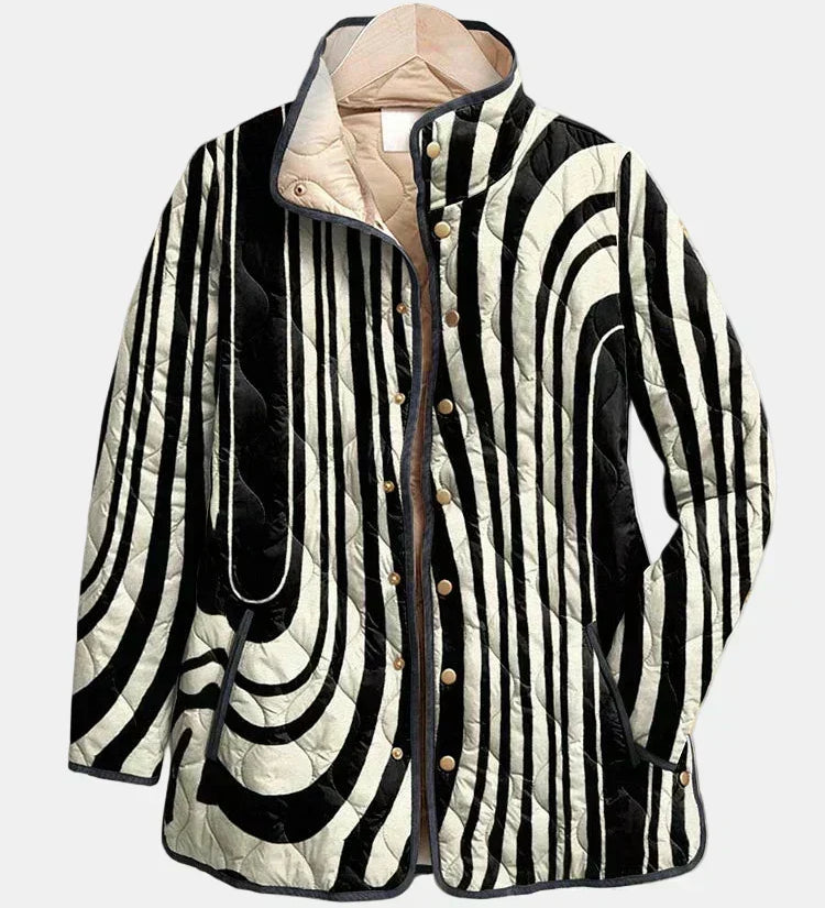 Kambria - Lässige gesteppte Jacke mit abstraktem geometrischem Muster