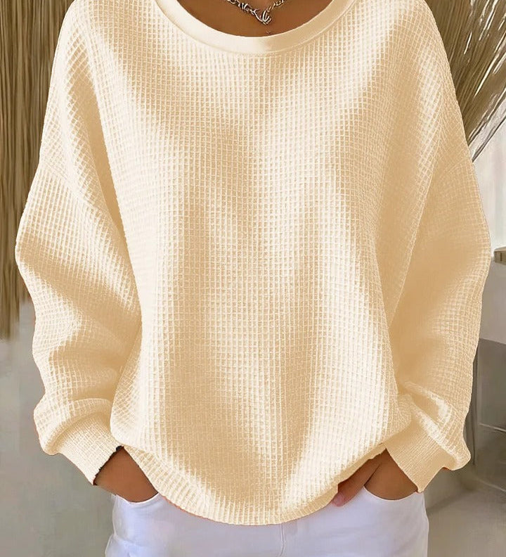 Alexandra - Pullover mit weitem Kragen in Apricot