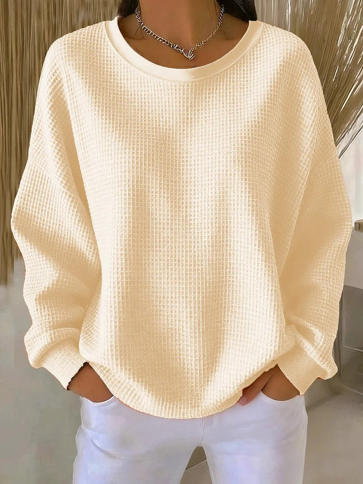 Alexandra - Pullover mit weitem Kragen in Apricot