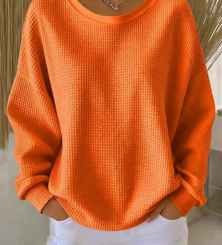 Alexandra - Pullover mit weitem Kragen in Orange