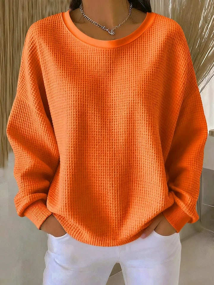 Alexandra - Pullover mit weitem Kragen in Orange