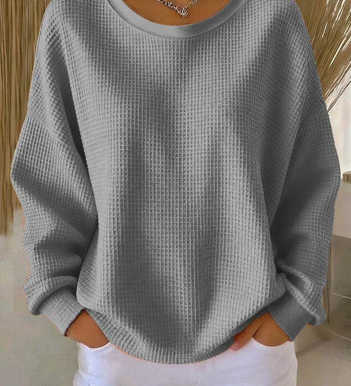 Alexandra - Pullover mit weitem Kragen in Grau