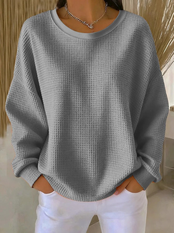 Alexandra - Pullover mit weitem Kragen in Grau