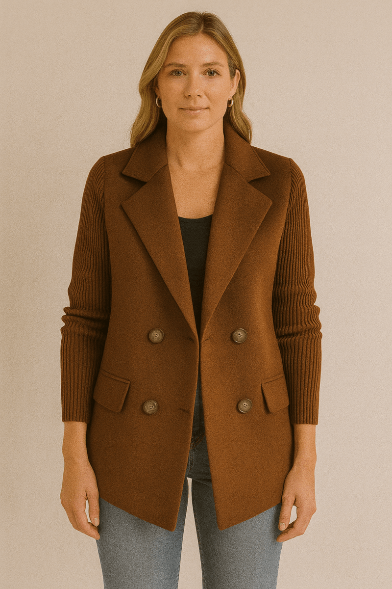 Nicole - Blazer mit Strickärmeln - Braun