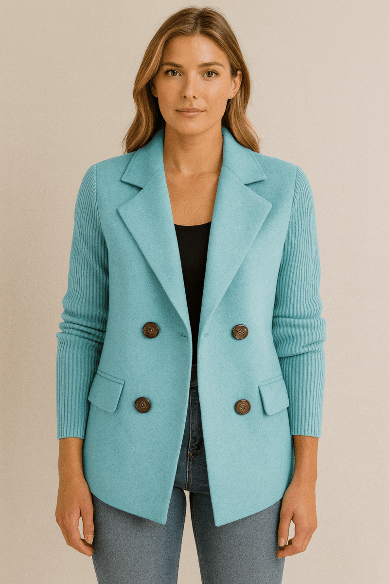 Nicole - Blazer mit Strickärmeln - Hellblau