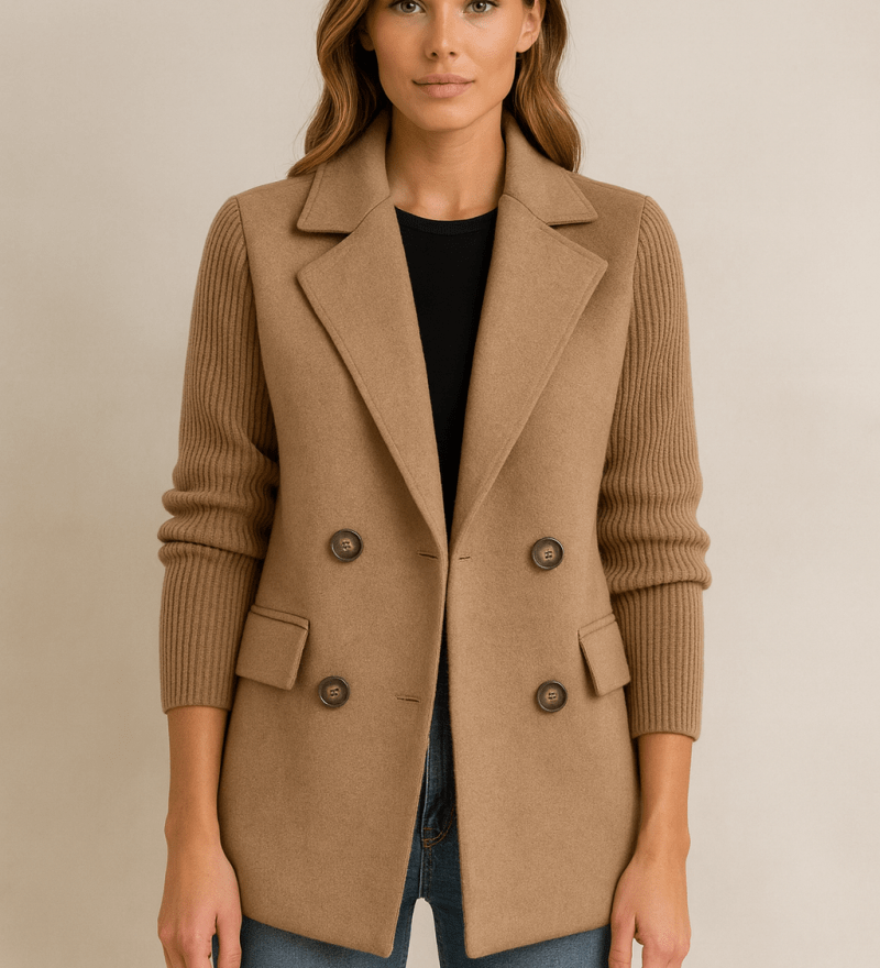 Nicole - Blazer mit Strickärmeln - Beige