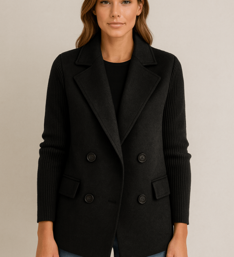 Nicole - Blazer mit Strickärmeln - Schwarz