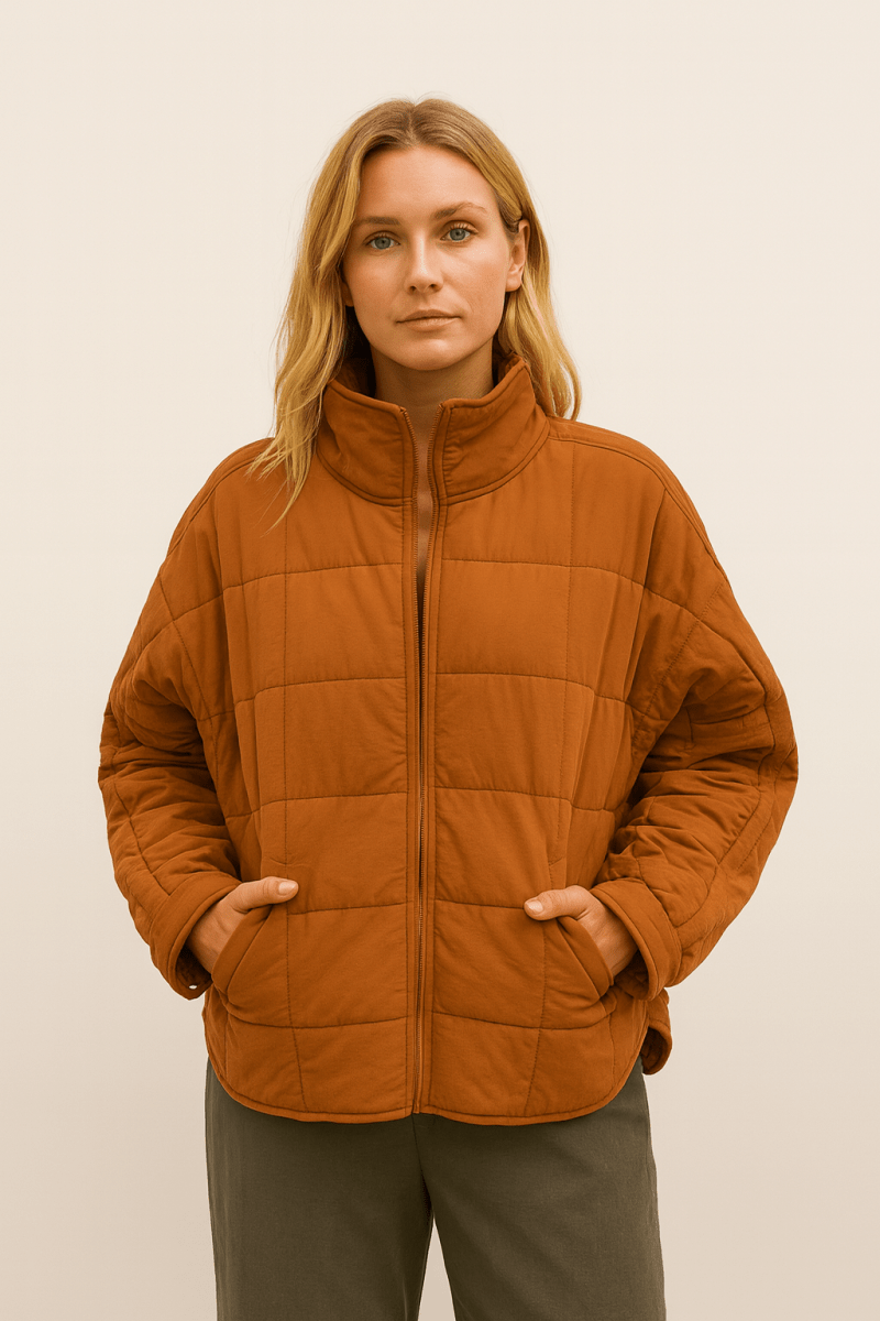 Yvonne - Leichte Steppjacke mit Reißverschluss - Orange