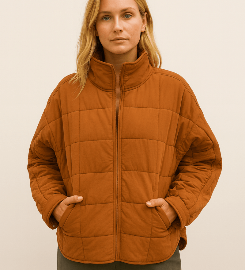 Yvonne - Leichte Steppjacke mit Reißverschluss - Orange
