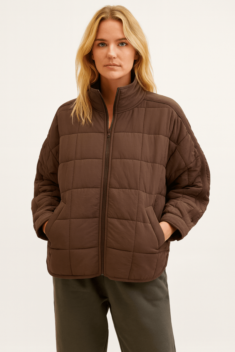 Yvonne - Leichte Steppjacke mit Reißverschluss - Braun