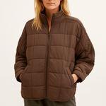 Yvonne - Leichte Steppjacke mit Reißverschluss - Braun