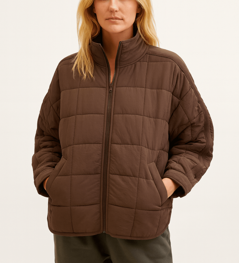 Yvonne - Leichte Steppjacke mit Reißverschluss - Braun