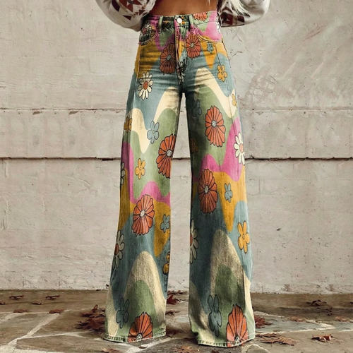 Maike - Boho-Hose mit Blumen-Print