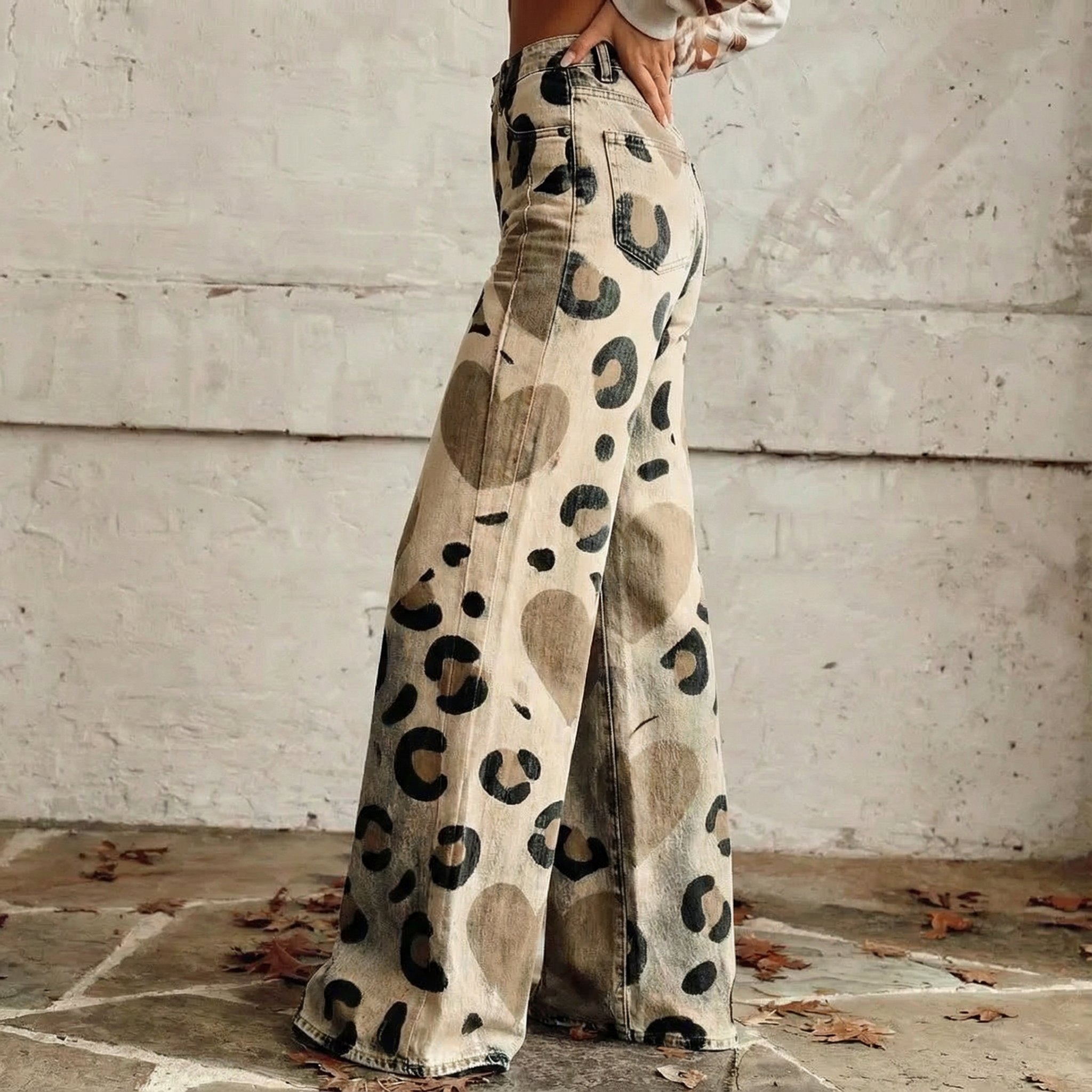Kerstin - Boho-Hose mit Herz-Print