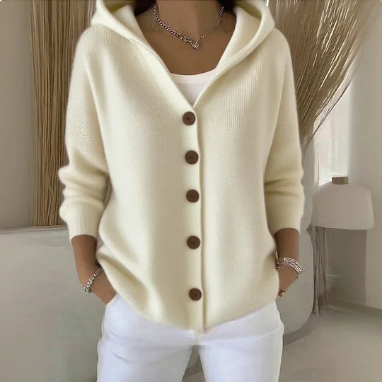 Julia - Strickjacke mit Kapuze in Beige
