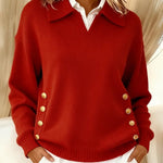 Michaela - Pullover mit Kragen in Rot