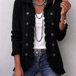 Ingrid - Schwarze Strick-Rüschenjacke