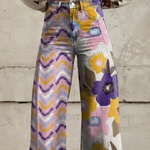 Simone - Weite Boho-Hose mit Kunst-Print