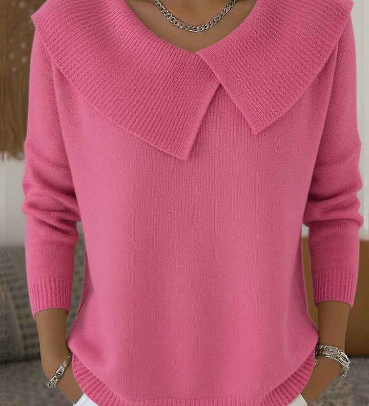Katrin - Pullover mit auffälligem Kragen in Rosa