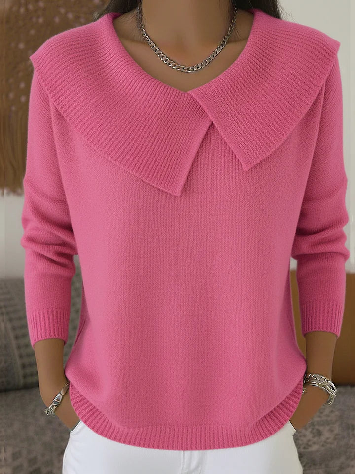Katrin - Pullover mit auffälligem Kragen in Rosa