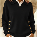 Michaela - Pullover mit Kragen in Schwarz