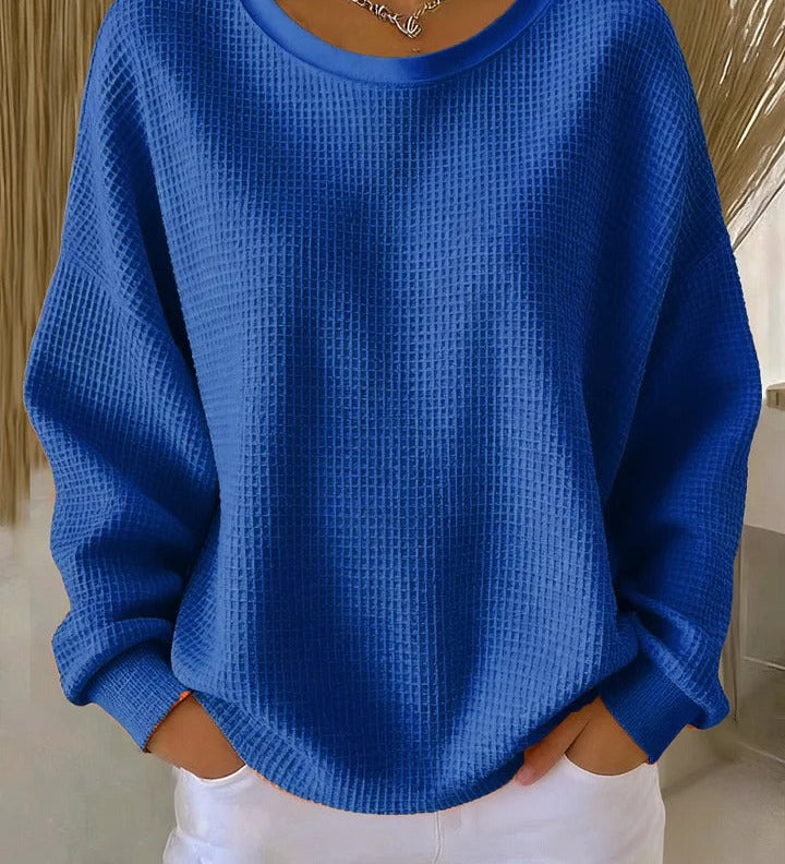 Alexandra - Pullover mit weitem Kragen in Blau