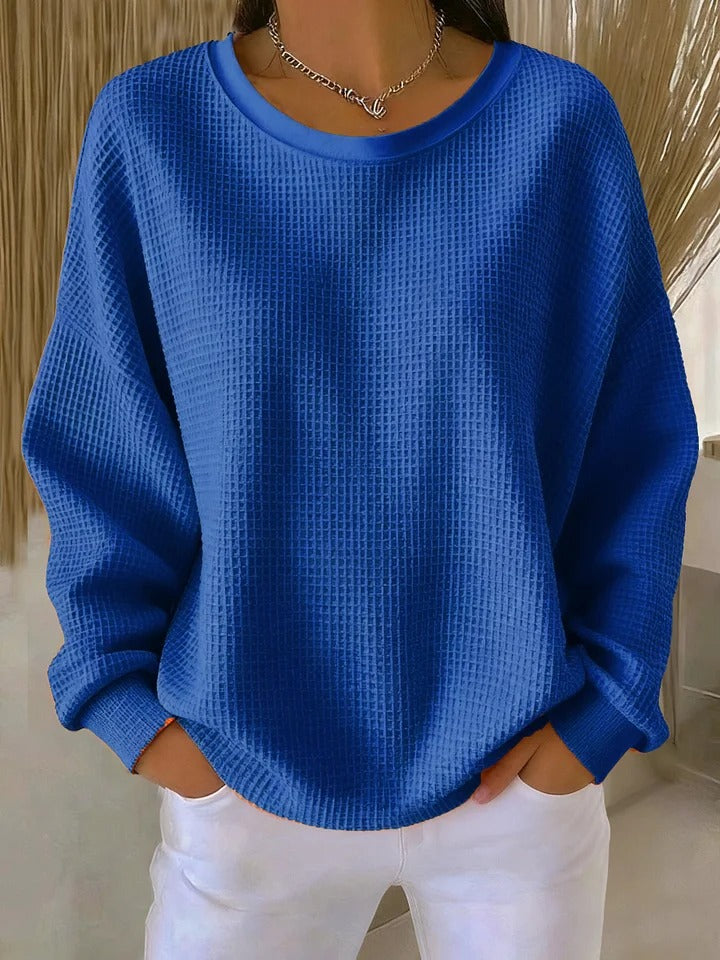 Alexandra - Pullover mit weitem Kragen in Blau