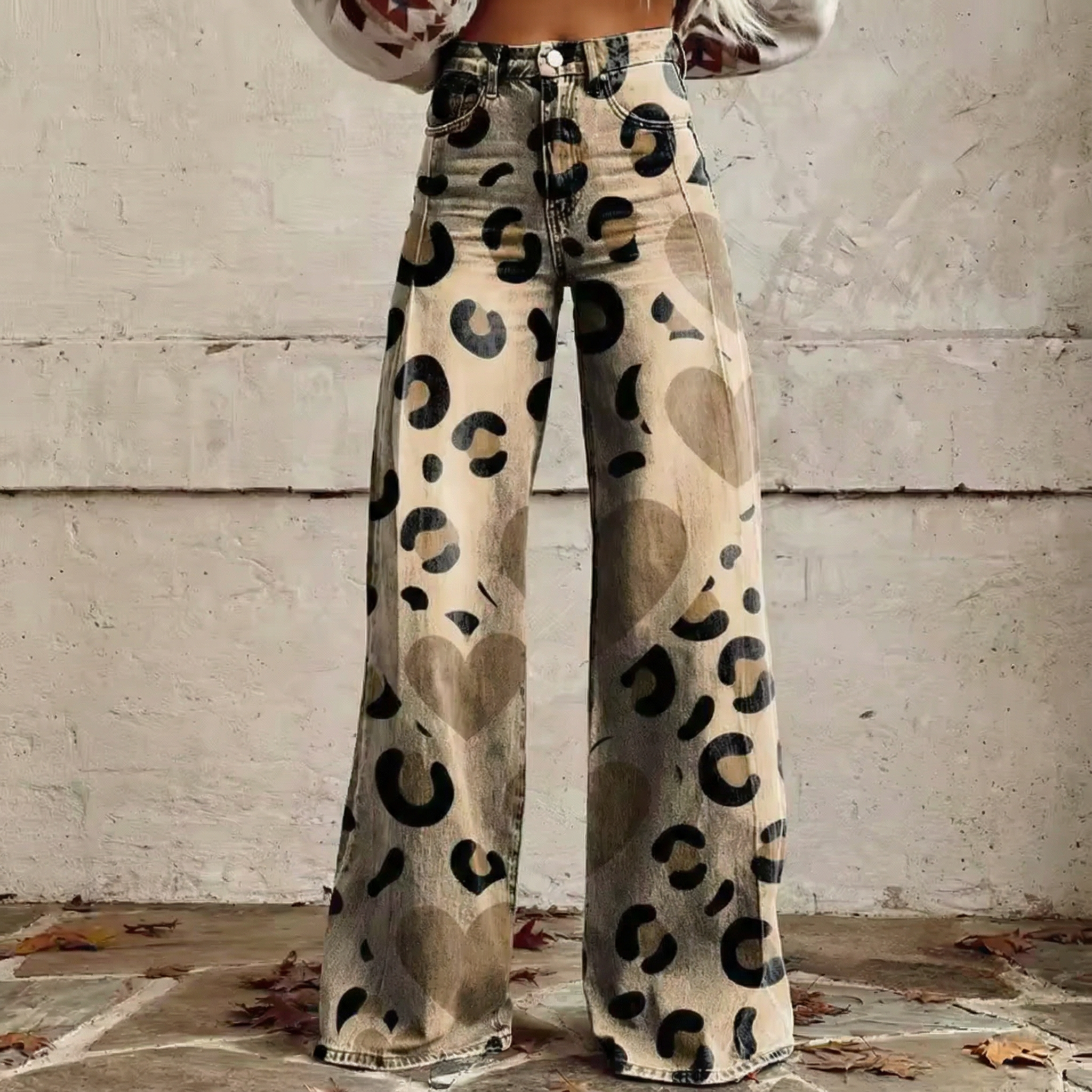 Kerstin - Boho-Hose mit Herz-Print