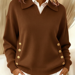 Michaela - Pullover mit Kragen in Braun