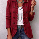Melina - Rubinrote Strick-Rüschenjacke