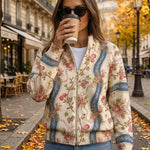 Carlotta - Cardigan mit Blumen-Bordüre