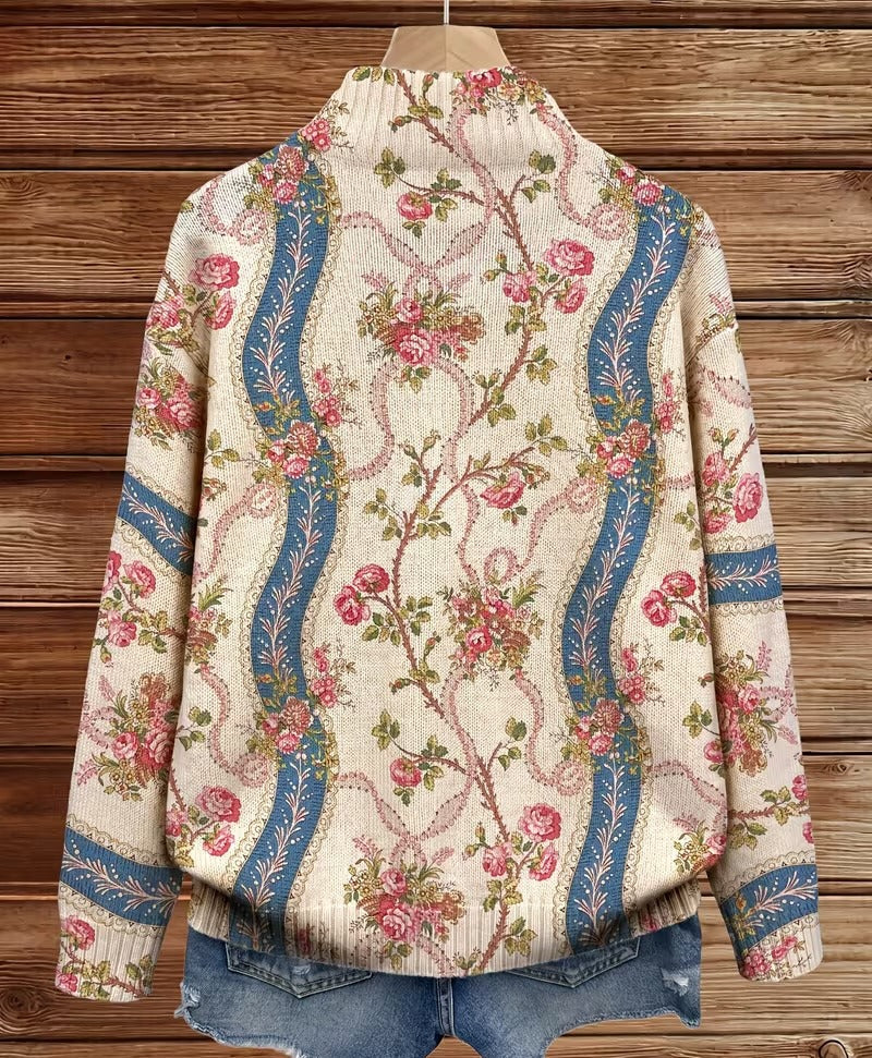 Carlotta - Cardigan mit Blumen-Bordüre