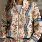 Carlotta - Cardigan mit Blumen-Bordüre