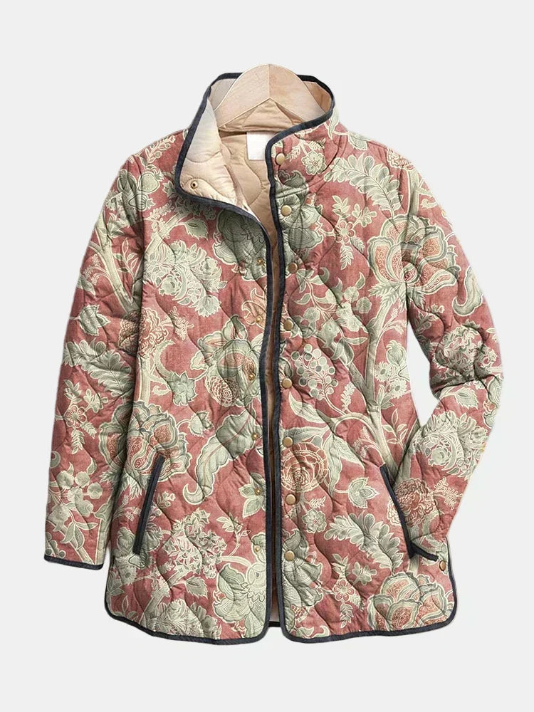 Ketura - Lässige gesteppte Jacke mit Vintage-Blumenmuster
