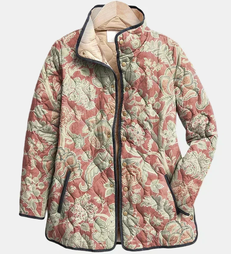 Ketura - Lässige gesteppte Jacke mit Vintage-Blumenmuster