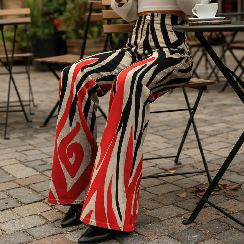 Alexandra - Boho-Hose mit hoher Taille und Muster