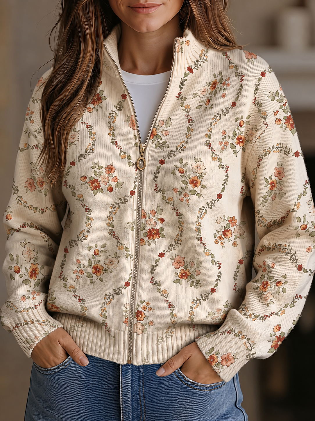 Helena - Cardigan mit zartem Blumenmuster