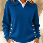 Michaela - Pullover mit Kragen in Blau
