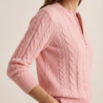 Maren - Zopfstrick-Pullover mit Zip in Altrosa