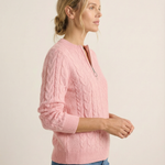 Maren - Zopfstrick-Pullover mit Zip in Altrosa