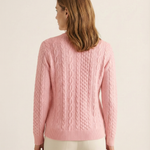 Maren - Zopfstrick-Pullover mit Zip in Altrosa