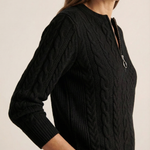 Franziska - Zopfstrick-Pullover mit Zip in Anthrazit