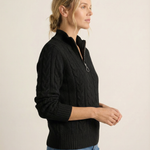 Franziska - Zopfstrick-Pullover mit Zip in Anthrazit