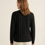 Franziska - Zopfstrick-Pullover mit Zip in Anthrazit