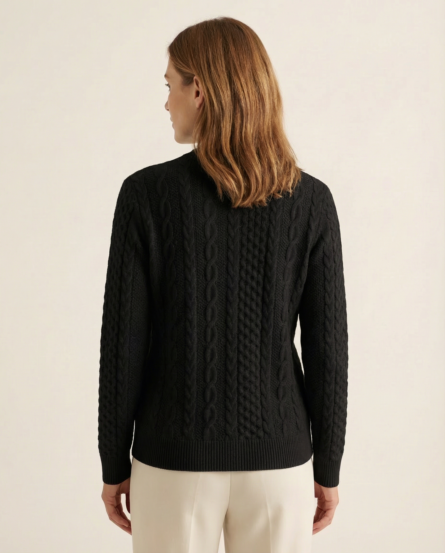Franziska - Zopfstrick-Pullover mit Zip in Anthrazit